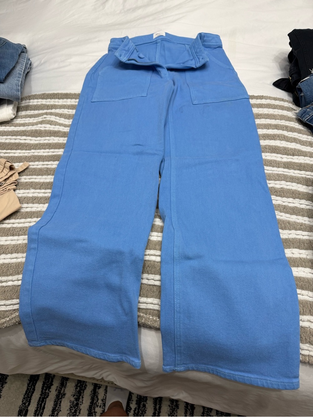 Wide-Leg Blue High-Waist Pants